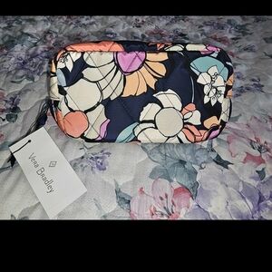 Vera Bradley Navy Floral Quilted Pouch Bag